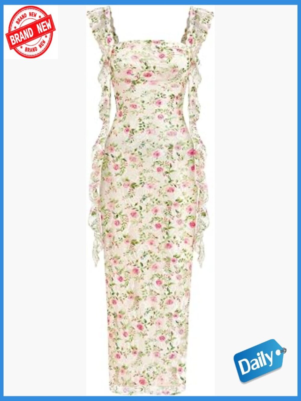 Ruched Floral Maxi Dress Sleeveless Bodycon Formal Cocktail